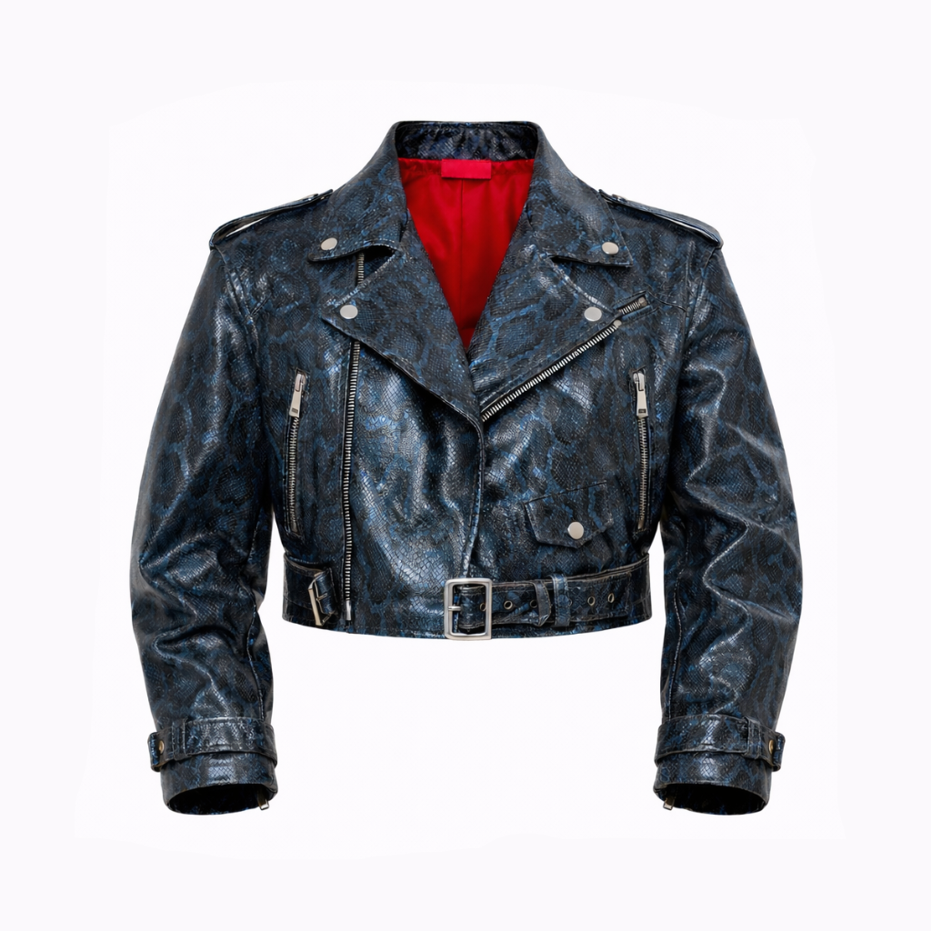 CHIODO CROPPED SPALLINA PITONATO BLU - lab22shop