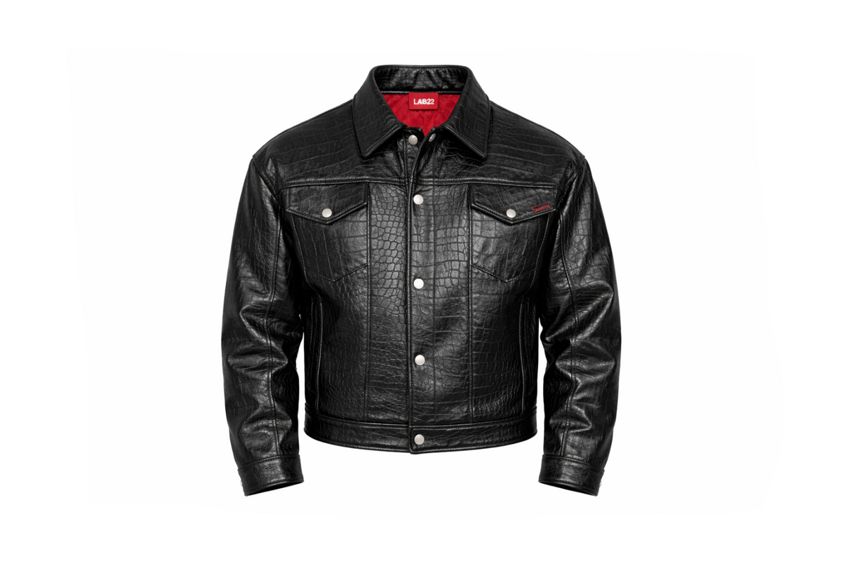 BLACK CROCODILE JACKET - lab22shop