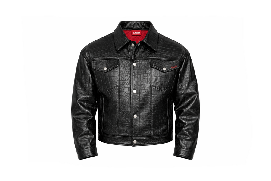 BLACK CROCODILE JACKET - lab22shop