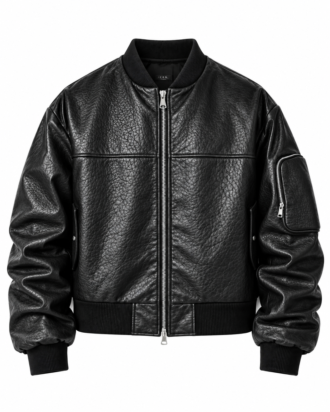 COLLEGE OVERSIZE CON MANICA ARRICCIO NERO MARTELLATO