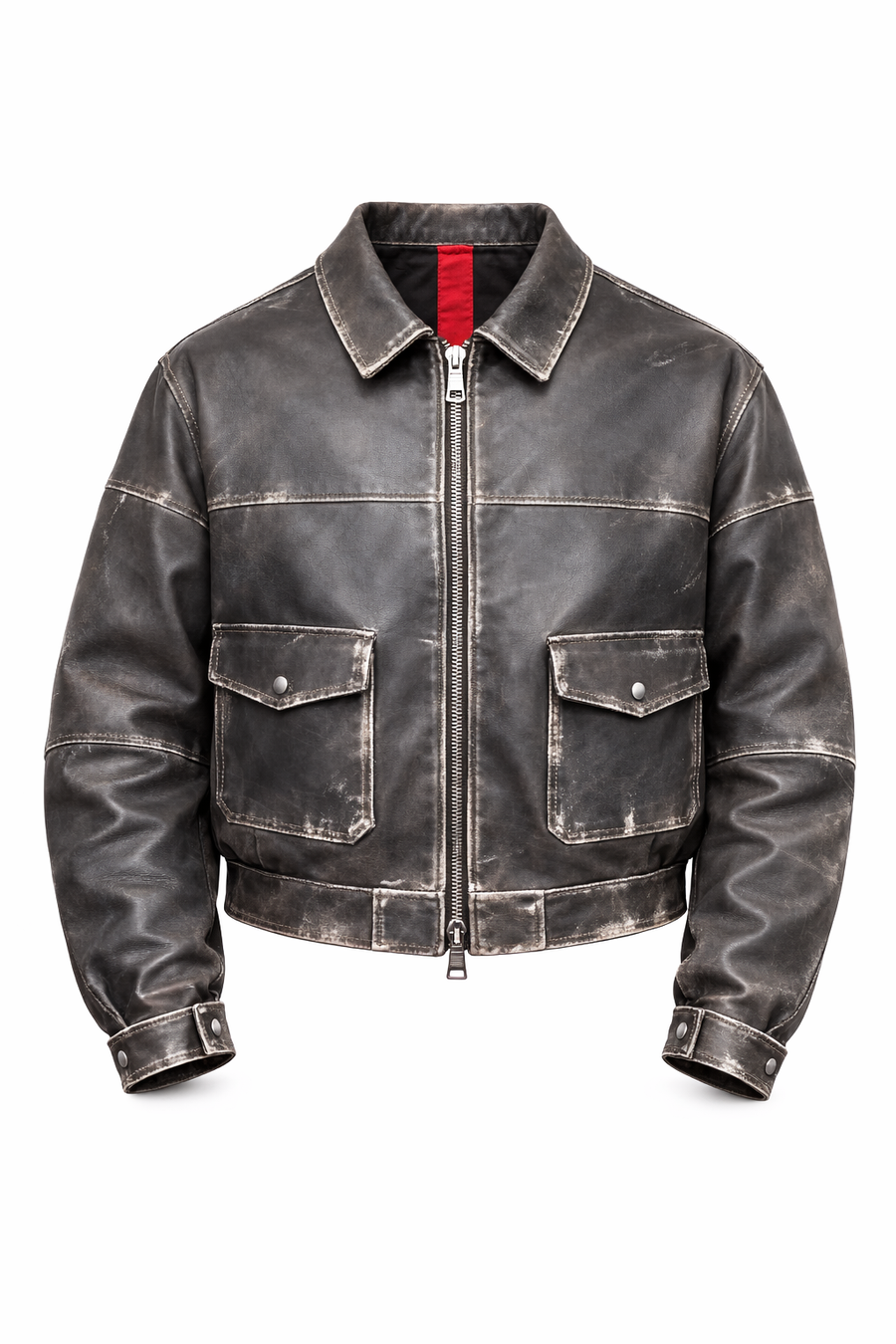 LEATHER CROPPED JACKET - lab22shop