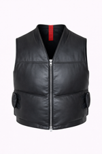GILET PIUMA CROPPED IN PELLE - lab22shop