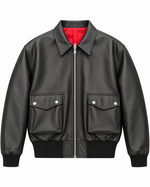 BLAZER COLLO CAMICIA CON TASCONI NAPPA NERO - lab22shop
