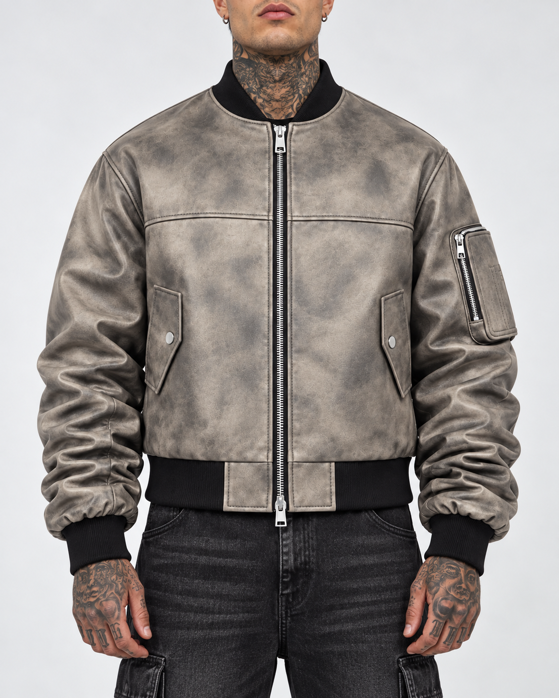 COLLEGE OVERSIZE CON MANICA ARRICCIO NUVOLATO GRIGIO