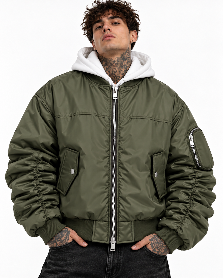COLLEGE ARRICCIO NYLON OVERSIZE  CAPPUCCIO VERDE