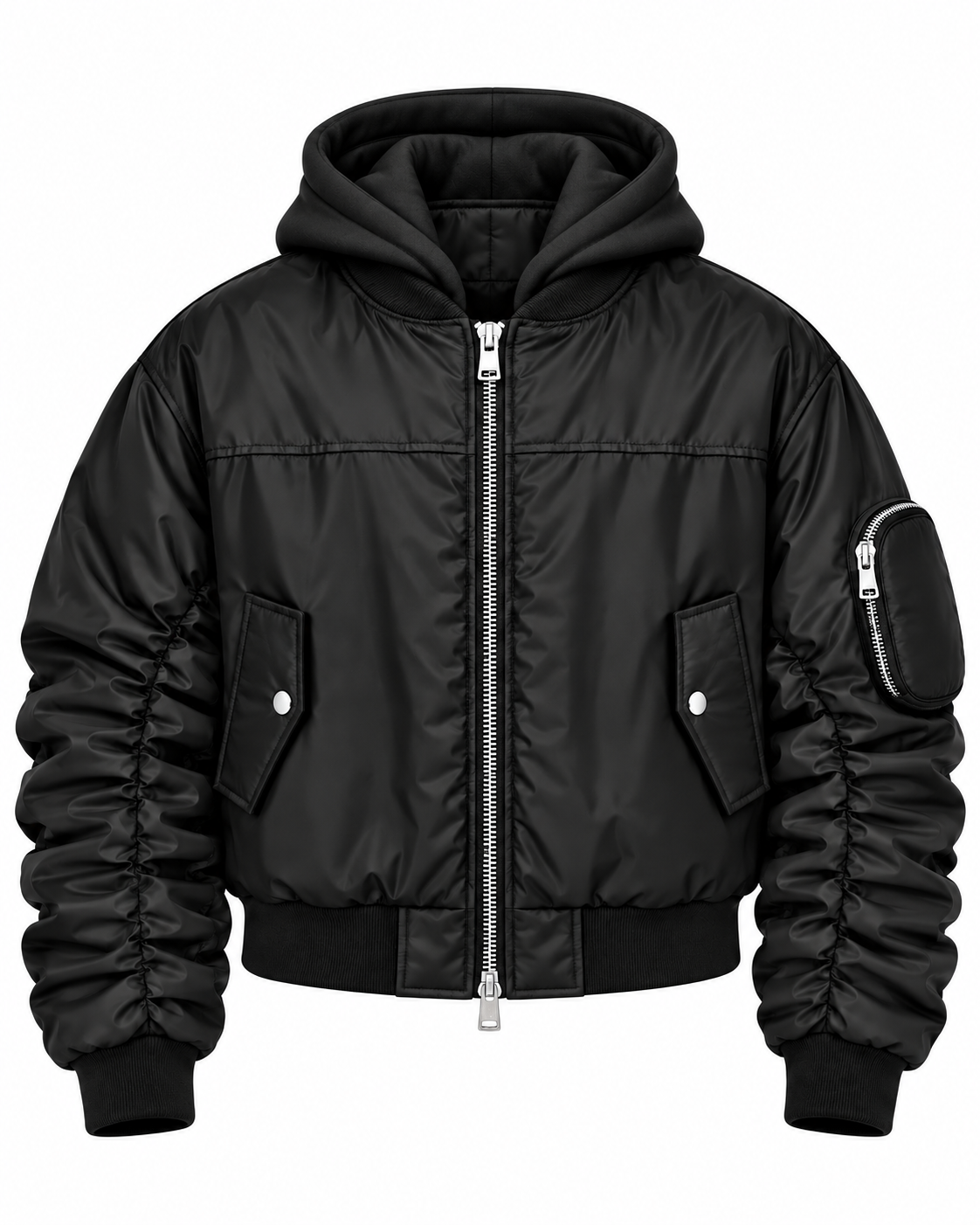 COLLEGE ARRICCIO NYLON OVERSIZE CAPPUCCIO NERO