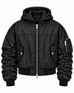 COLLEGE ARRICCIO NYLON OVERSIZE CAPPUCCIO NERO