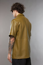 CAMICIA IN PELLE NAPPA VERDE OLIVA - lab22shop