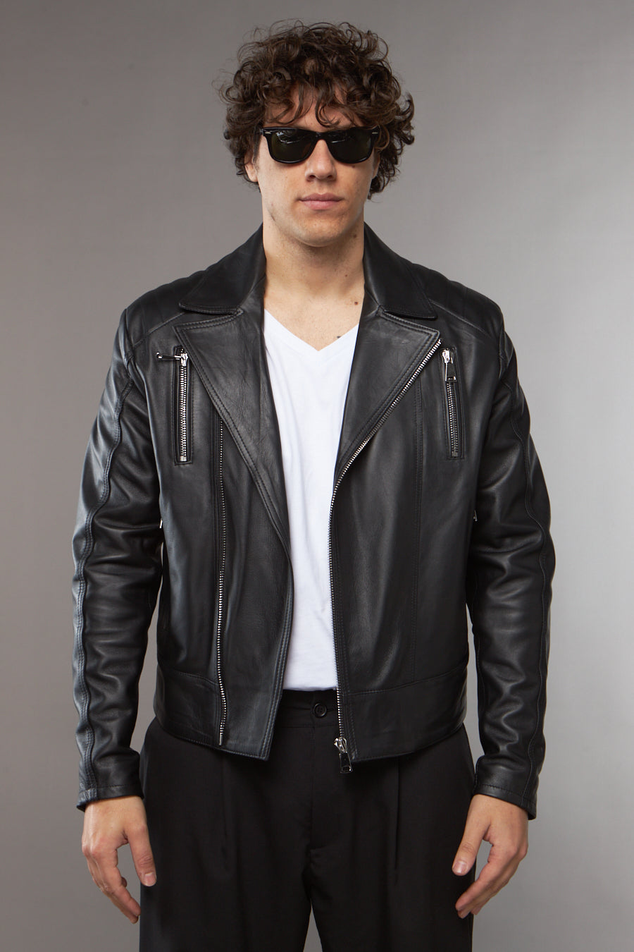 CHIODO BLAZER IN PELLE NERO - lab22shop