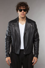 CHIODO BLAZER IN PELLE NERO - lab22shop