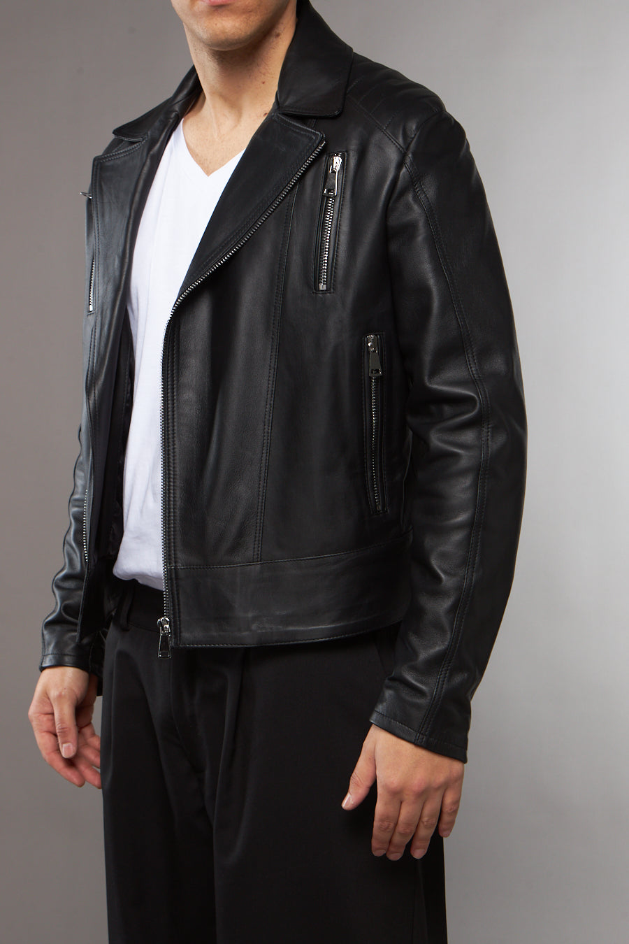CHIODO BLAZER IN PELLE NERO - lab22shop