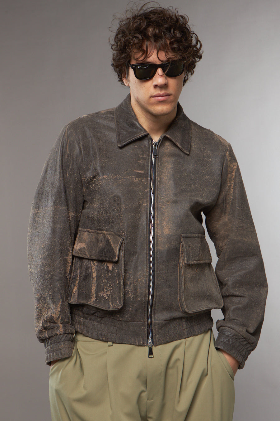 BLAZER COLLO CAMICIA MARRONE - lab22shop