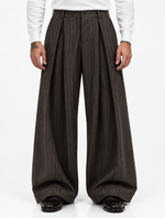PANTALONE GESSATO FONDO AMPIO CON PINCES