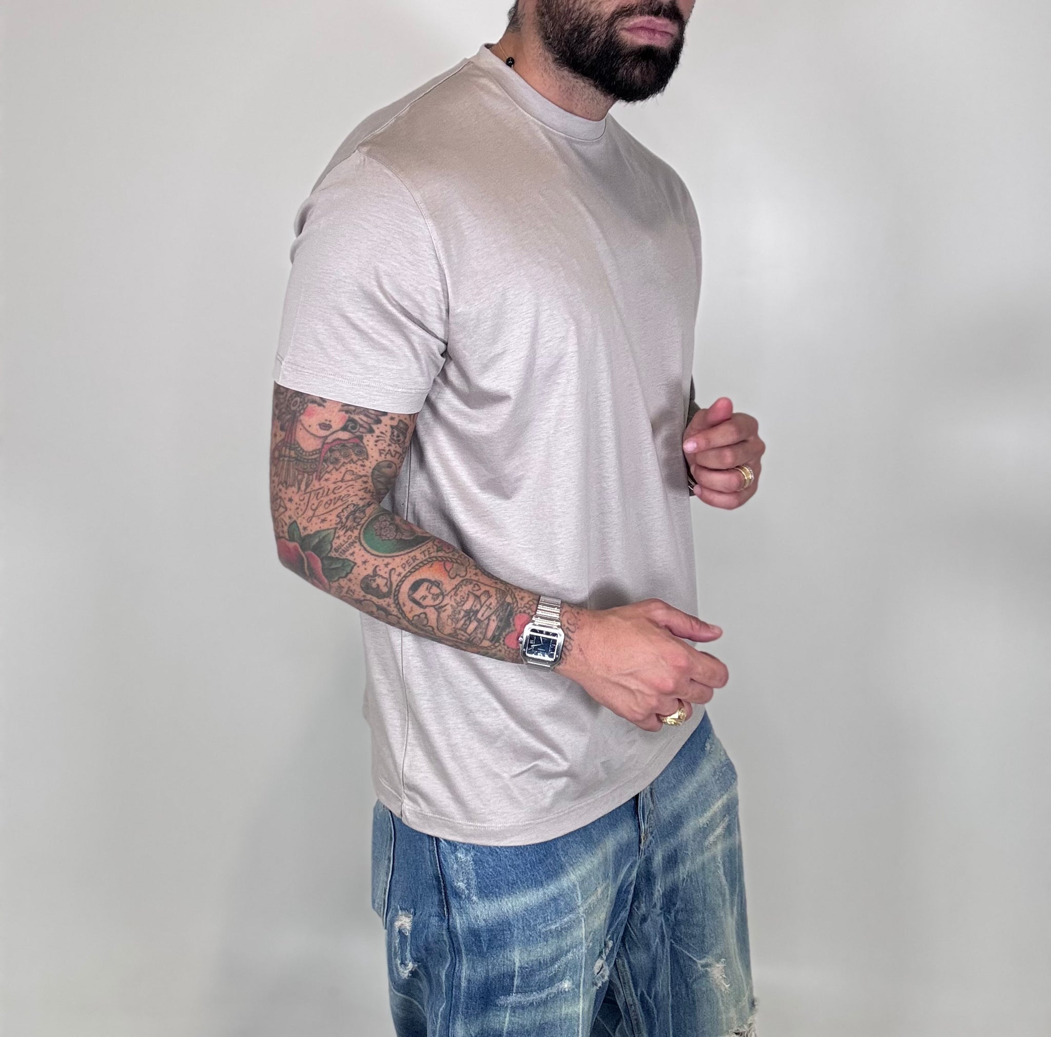 T-SHIRT FILO DI SCOZIA PERLA