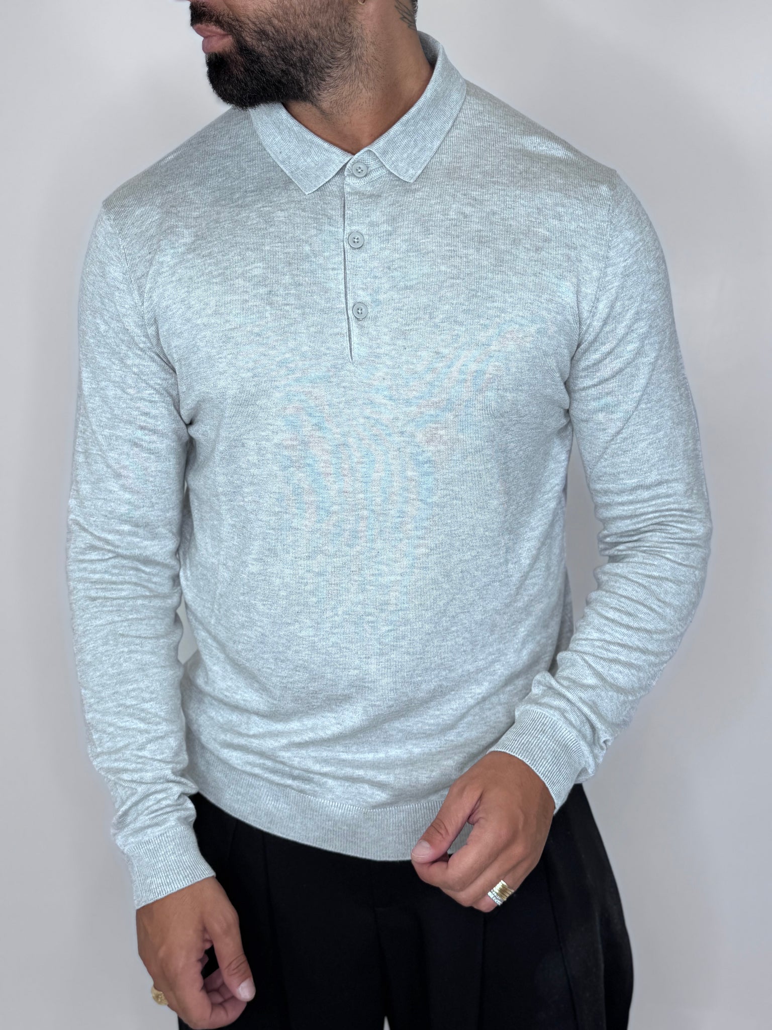 Polo a maniche lunghe in filo