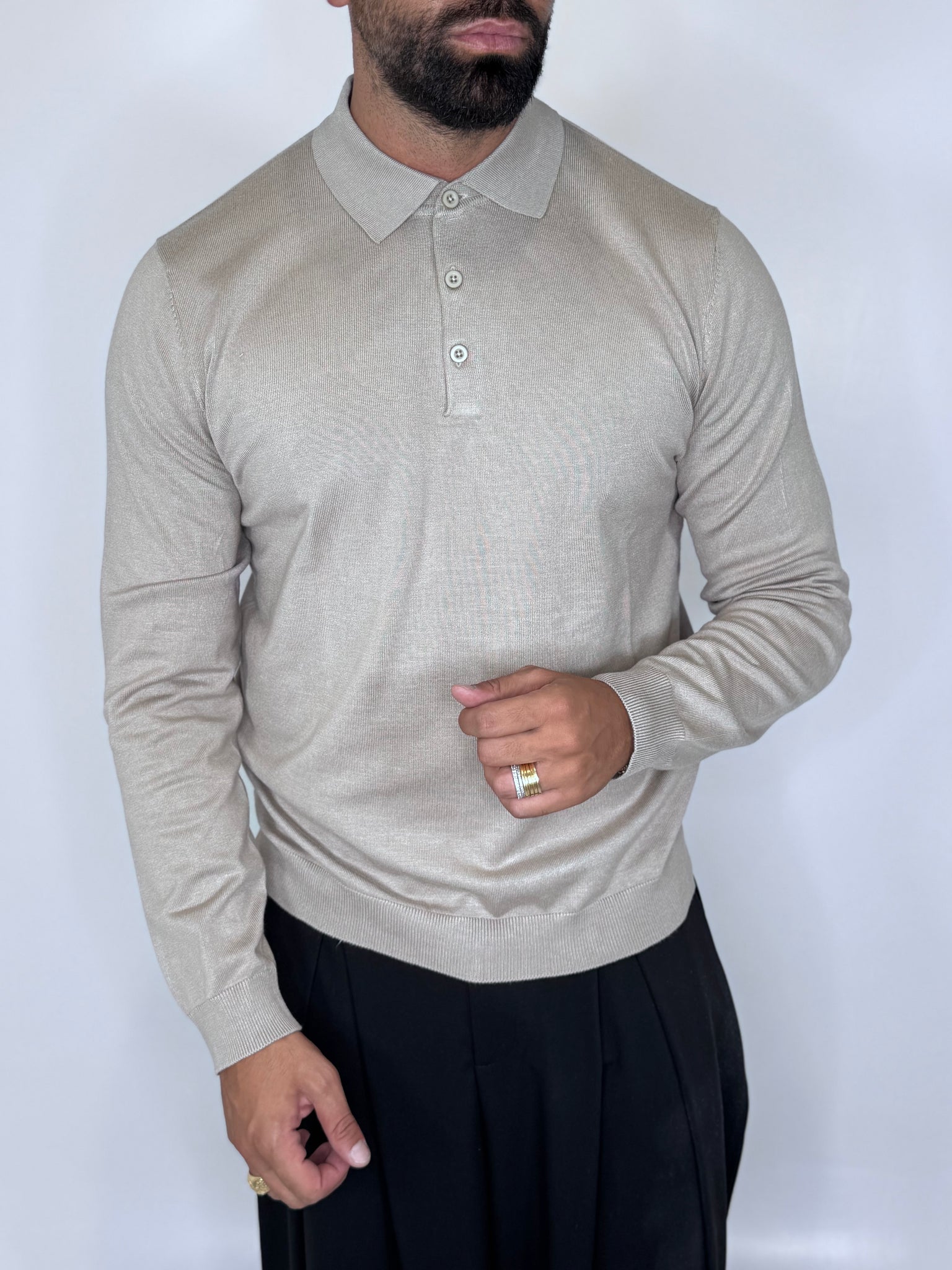 Polo a maniche lunghe in filo