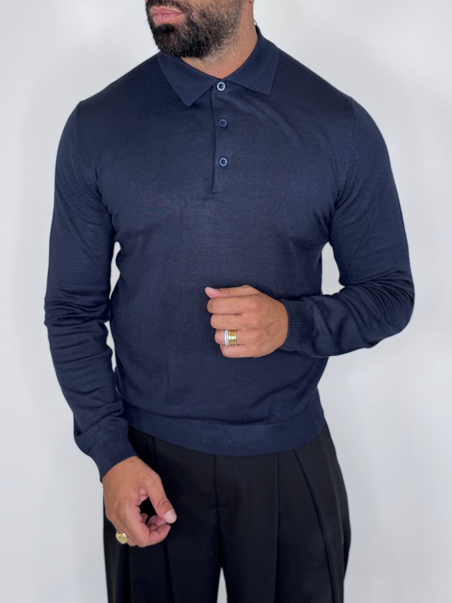Polo a maniche lunghe in filo