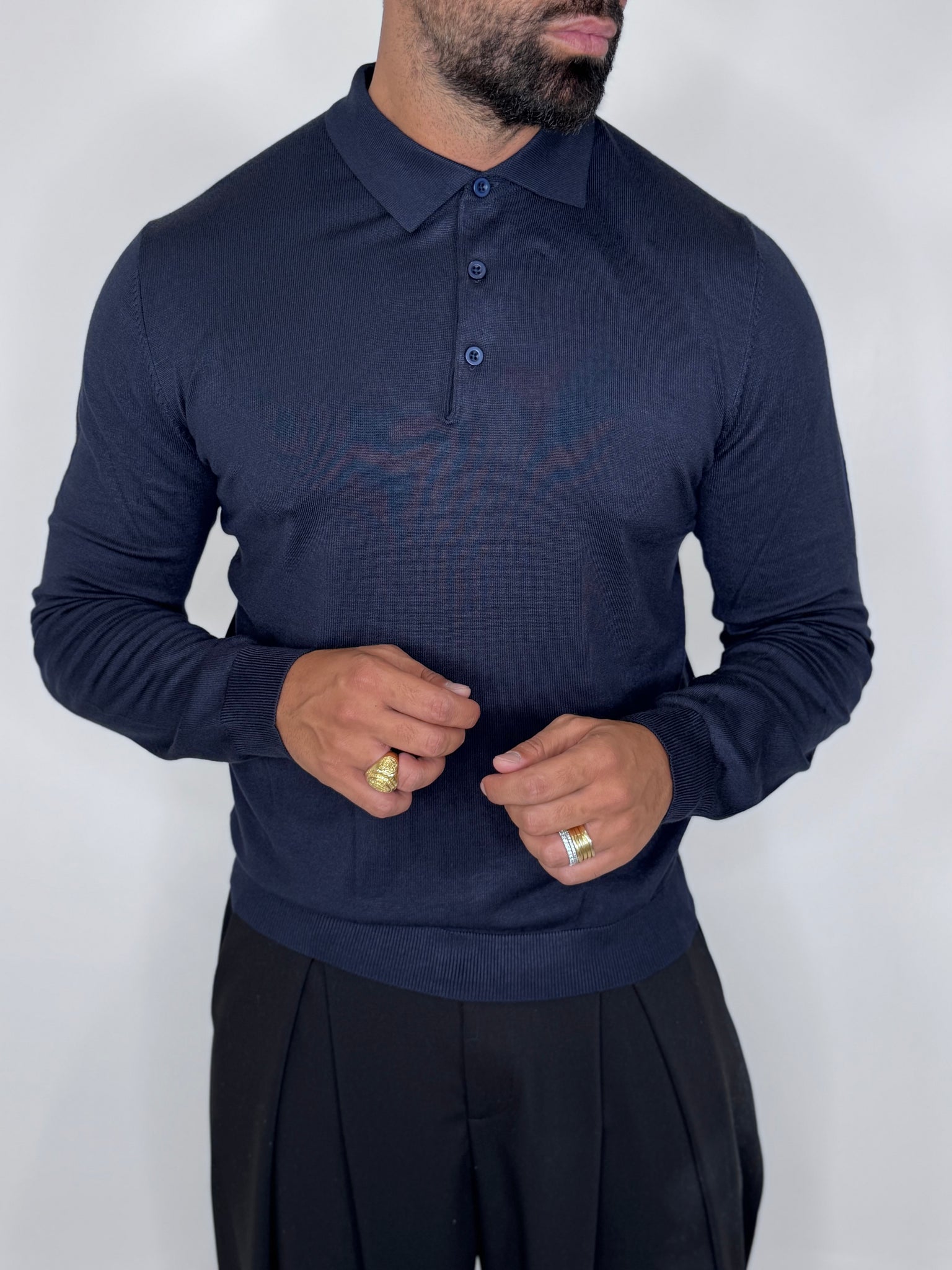 Polo a maniche lunghe in filo