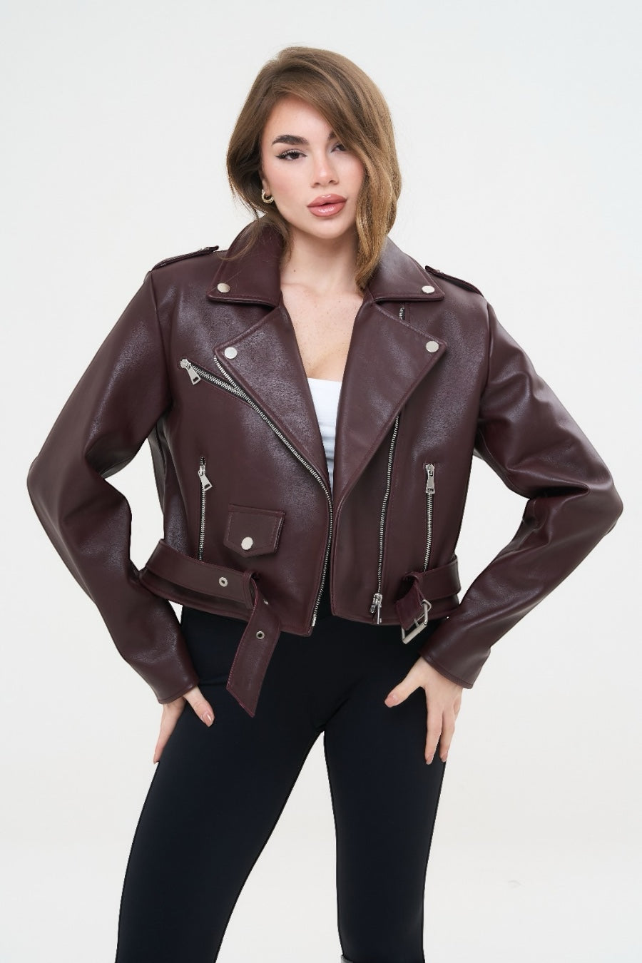 CHIODO CROPPED SPALLINA BORDEAUX
